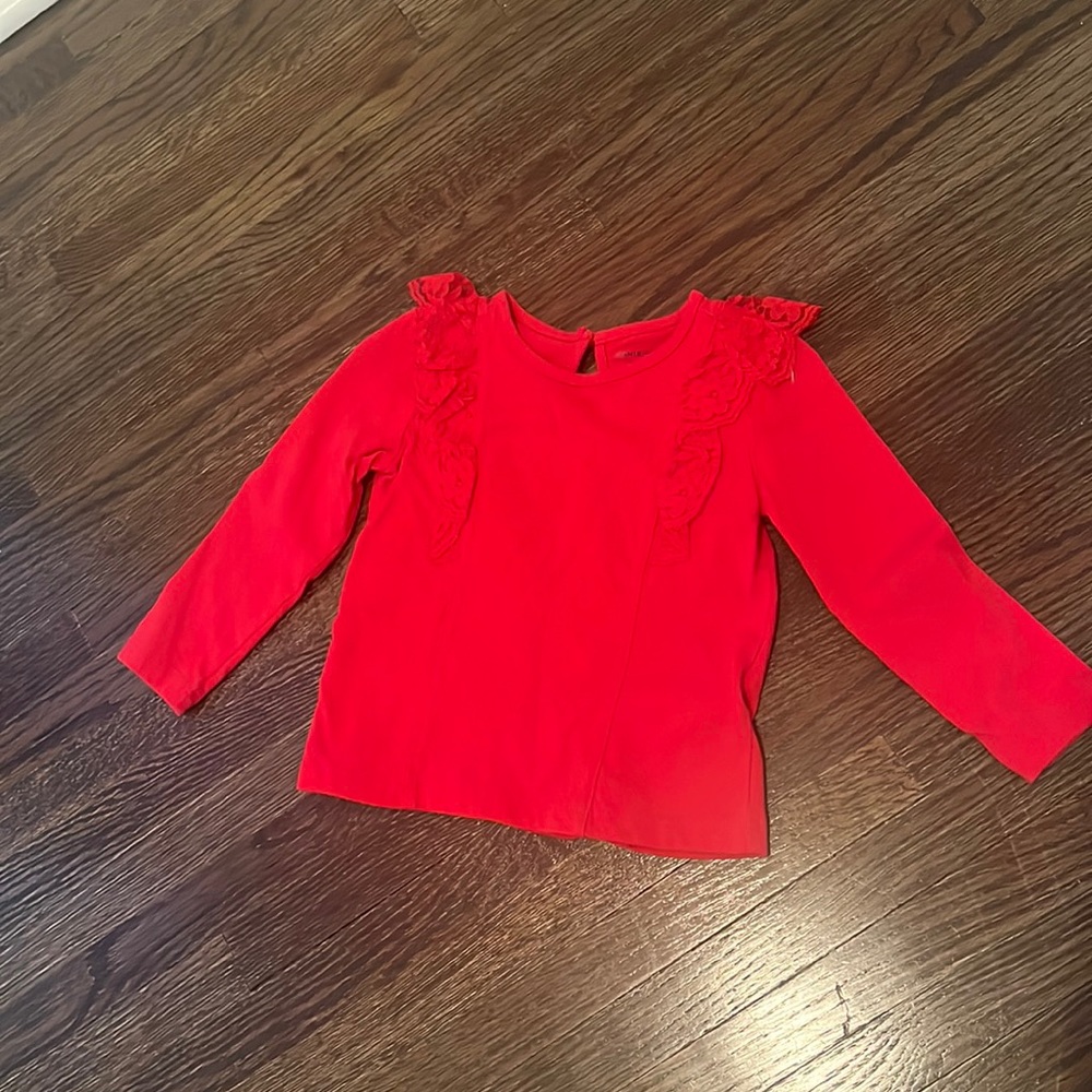 Janie and Jack Red Toddler Shirt with Lace detail